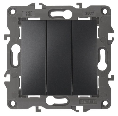 Выключатель без рамки Эра Elegance 3-кл. антрацит картинка